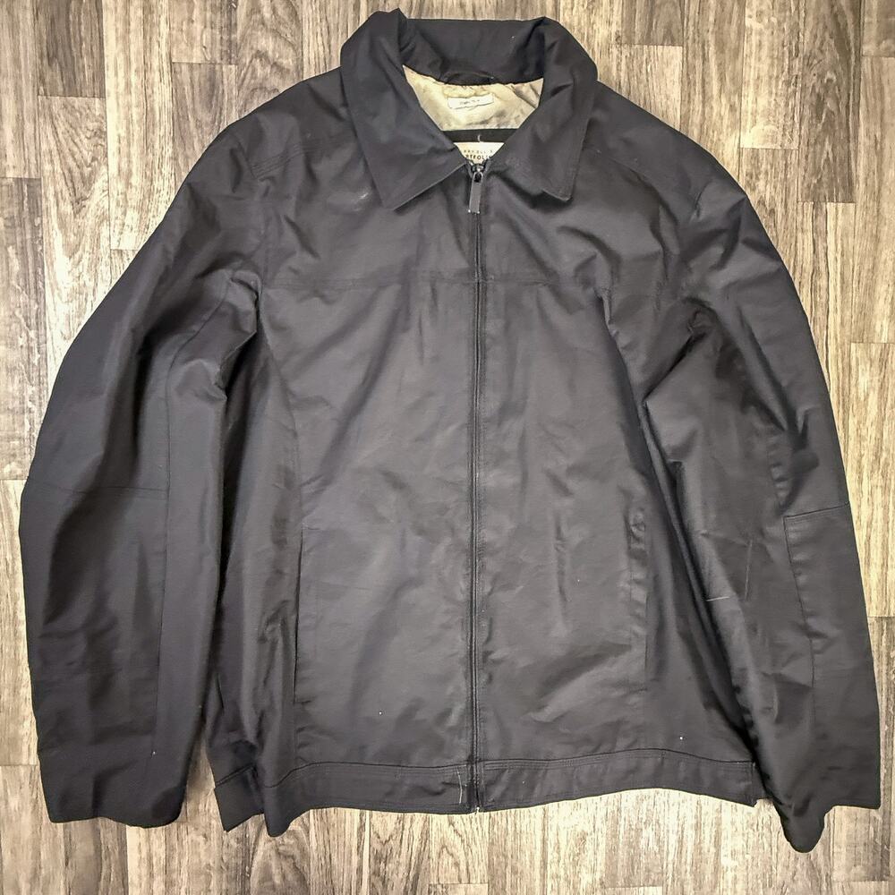 Perry Ellis Portfolio XLT Dobby Tech Black Zip Front Jacket Classic Style